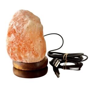 Himalayan Salt Lamp With Color Changing LED (Tested) - 5H x 4W x 4L